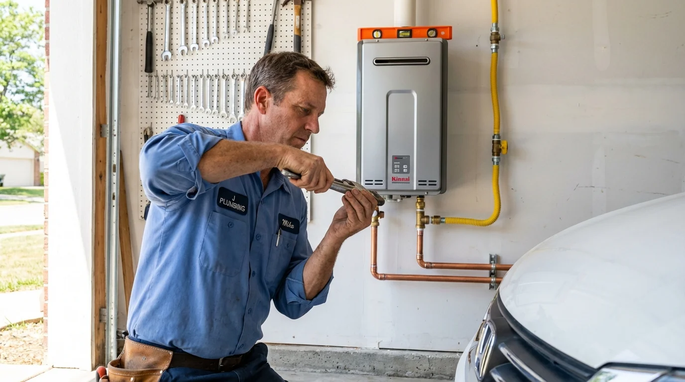 Tankless water heater installation by a Johns Plumbing LLC plumber in Buna